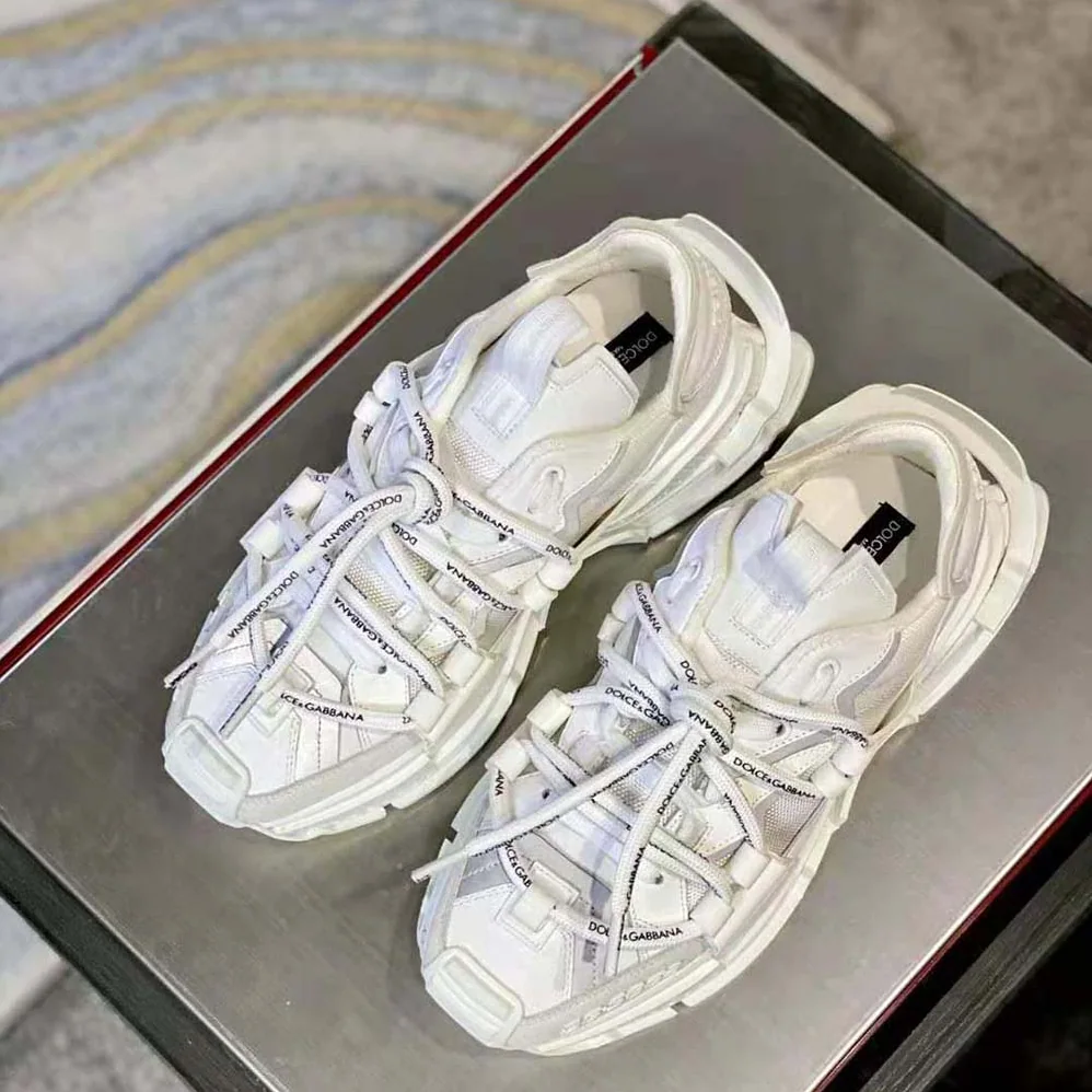 Dolce Gabbana D&G Mixed-Materials Space Sneakers for Unisex in White Dolce Gabbana D&G Mixed-Materials Space Sneakers for Unisex in White
