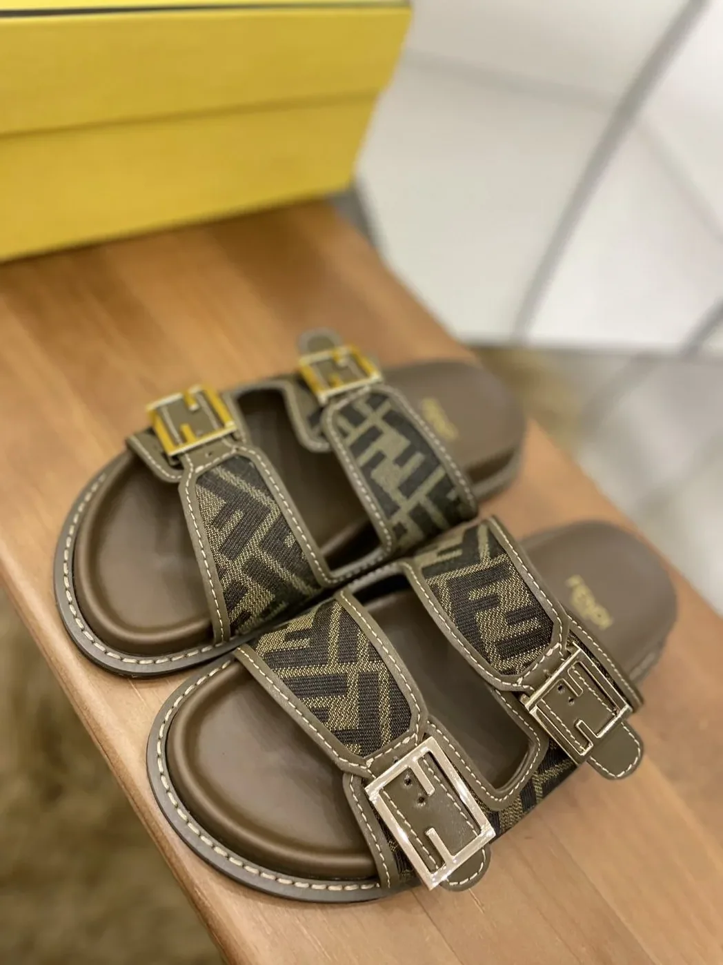 Fendi Feel Slides Brown Fendi Feel Slides Brown