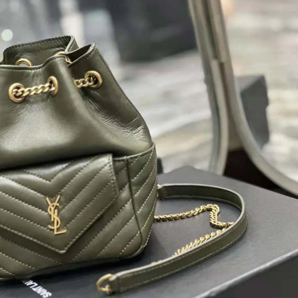 Saint Laurent YSL Joe Backpack in Lambskin for Women in Green Saint Laurent YSL Joe Backpack in Lambskin for Women in Green