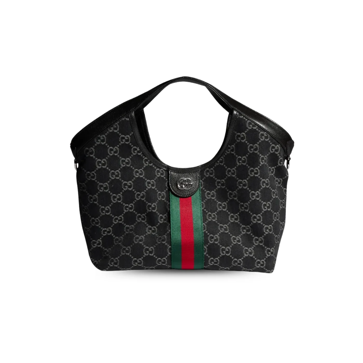 Gucci Giglio Small Tote Bag in Black Denim Palladium Hardware