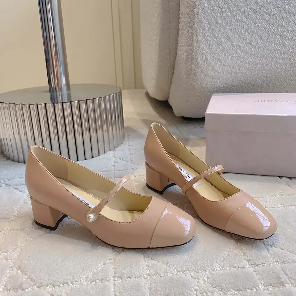 Jimmy Choo Elisa 45 Ballet Pink Nappa and Patent Leather Pumps for Women