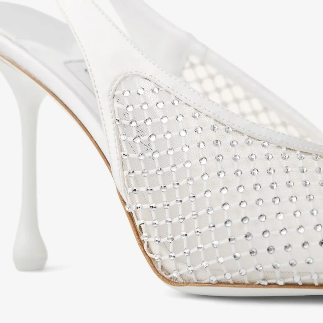 Jimmy Choo Isa 95 Crystal Mesh Pumps White ISA95QHS