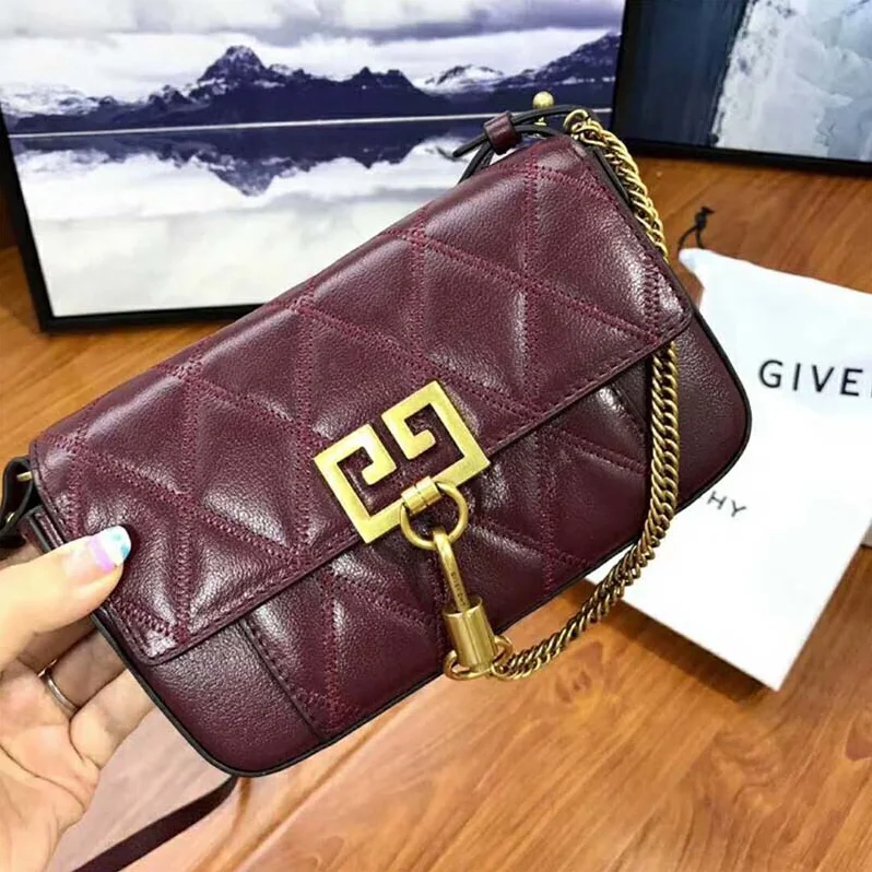 Givenchy Mini Pocket Bag in Diamond Quilted Leather for Women in Maroon Givenchy Mini Pocket Bag in Diamond Quilted Leather for Women in Maroon