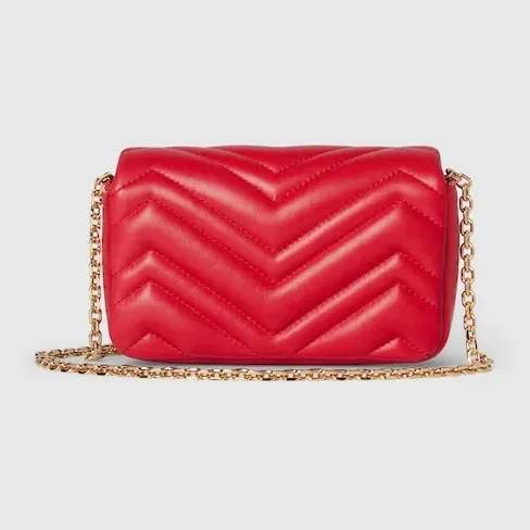 Gucci Marmont Mini Shoulder Bag in Bright Red Gold Hardware