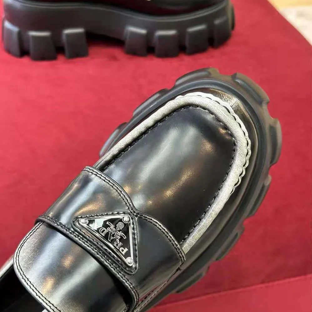 Prada Monolith Nuanced Brushed Leather Loafers for Men Prada Monolith Nuanced Brushed Leather Loafers for Men
