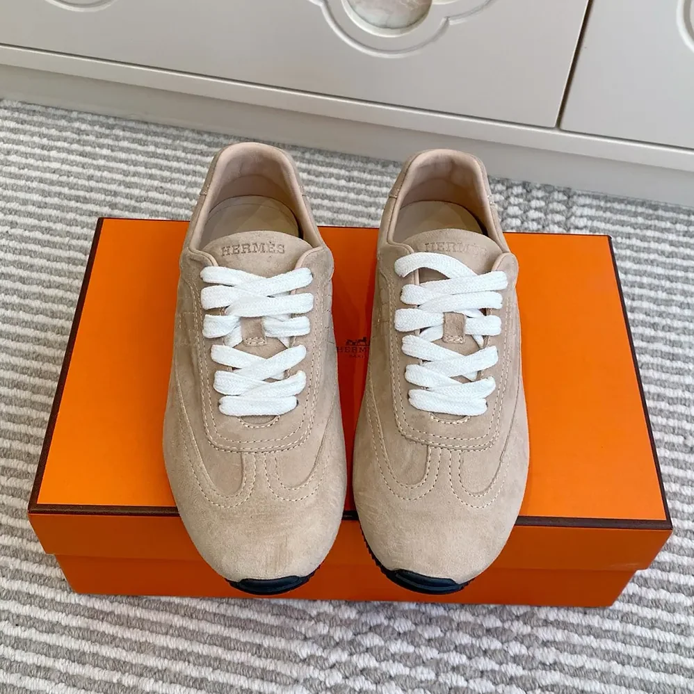 Hermes May Derby Shoe in Suede Calfskin for Unisex in Brown