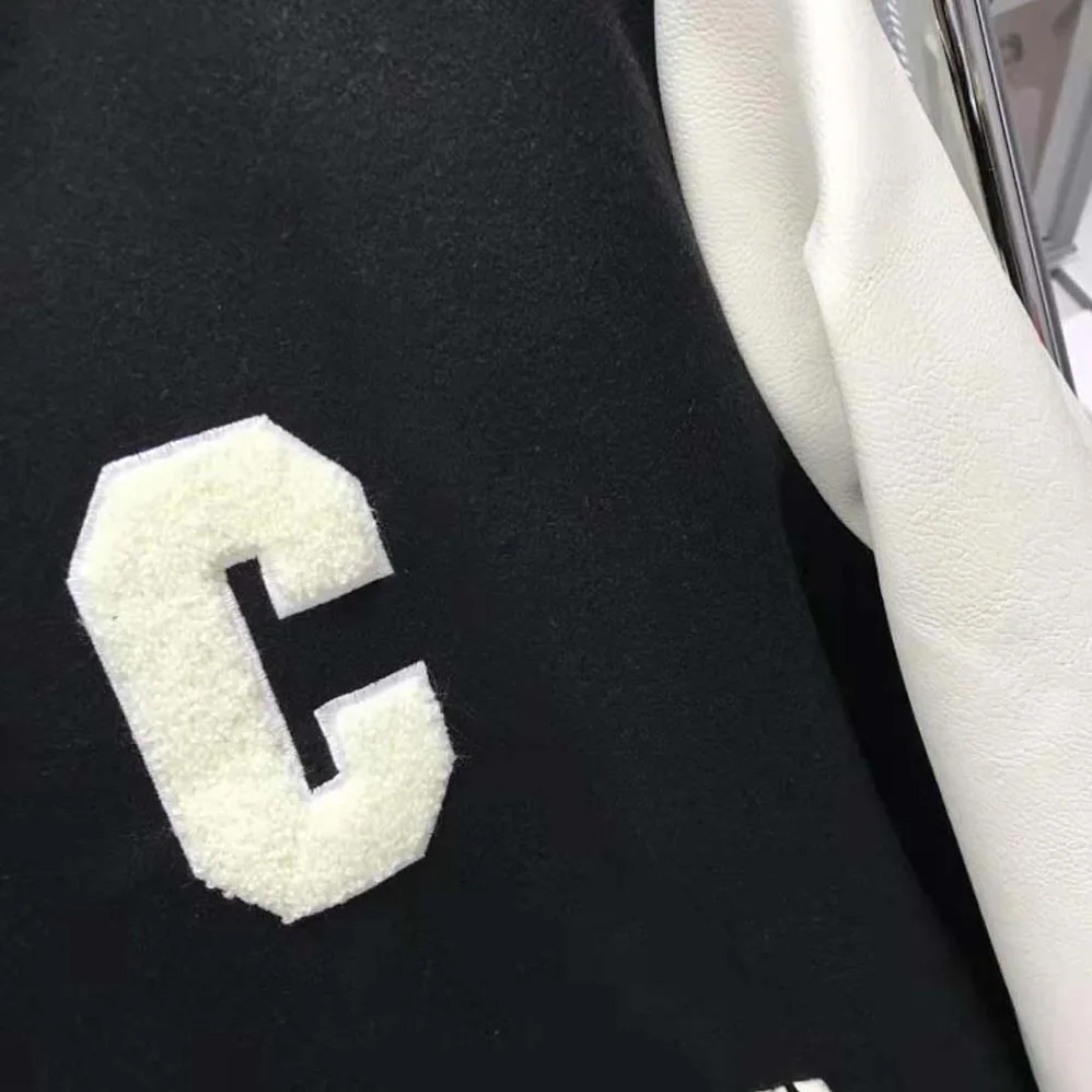 Celine Oversized Wool Varsity Jacket for Women in Black Celine Oversized Wool Varsity Jacket for Women in Black