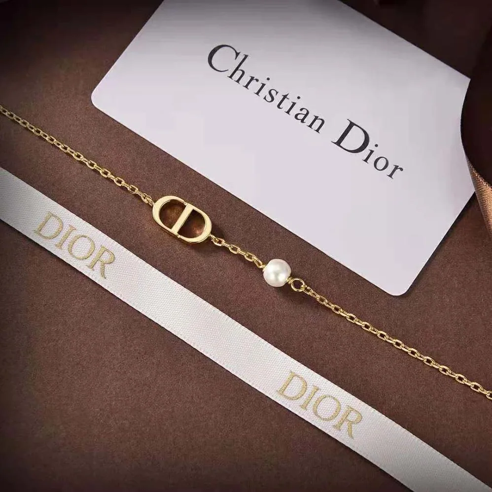 Dior Petit CD Bracelet Gold-Finish Metal with a White Resin Pearl for Women