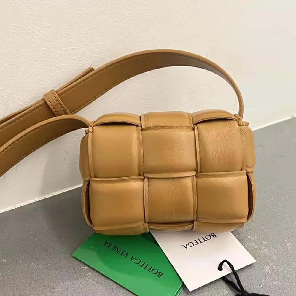 Bottega Veneta Candy Padded Cassette Mini Padded Intreccio Leather Cross-Body Bag for Women in Brown