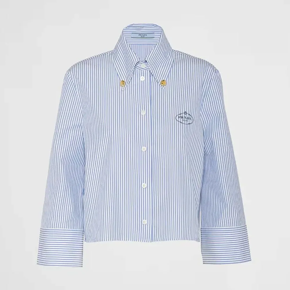 Prada Embroidered Striped Shirt for Women Prada Embroidered Striped Shirt for Women