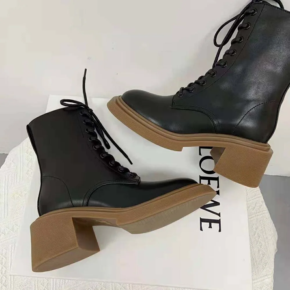 Loewe Combat Boot in Calfskin for Women in Black