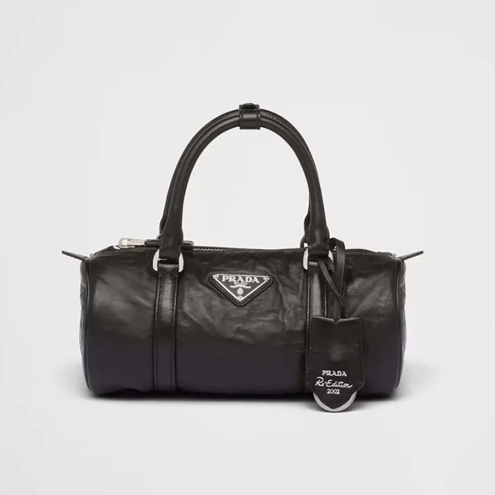 Prada Antique Nappa Leather Handbag for Women in Black Prada Antique Nappa Leather Handbag for Women in Black