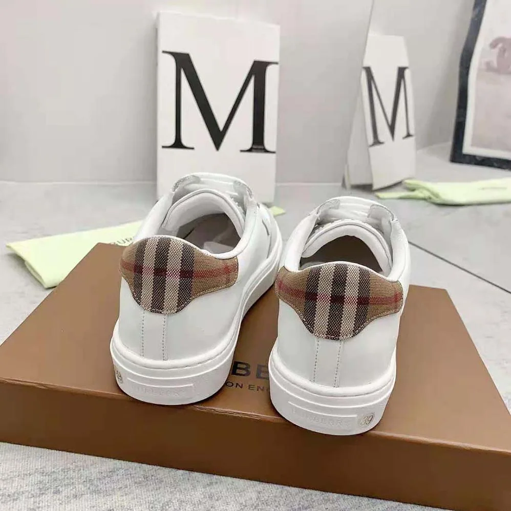 Burberry Leather Suede and Check Cotton Sneakers for Men Burberry Leather Suede and Check Cotton Sneakers for Men