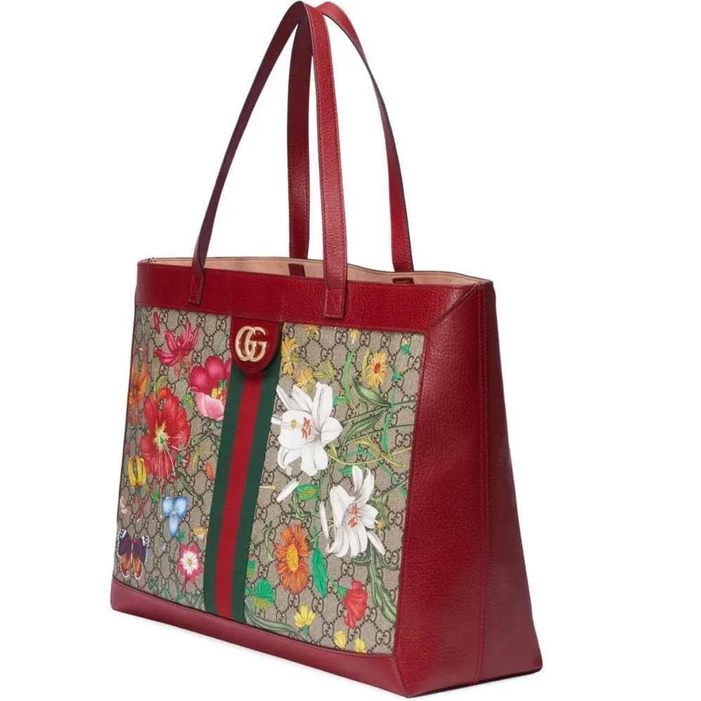 Gucci Ophidia Flora Tote Bag in Red Gold Hardware