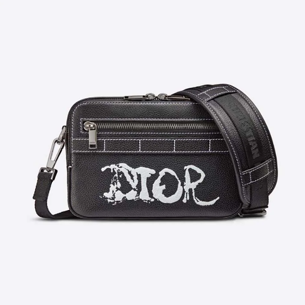 Dior Peter Doig Safari Messenger Bag Black Grained Calfskin for Men Dior Peter Doig Safari Messenger Bag Black Grained Calfskin for Men