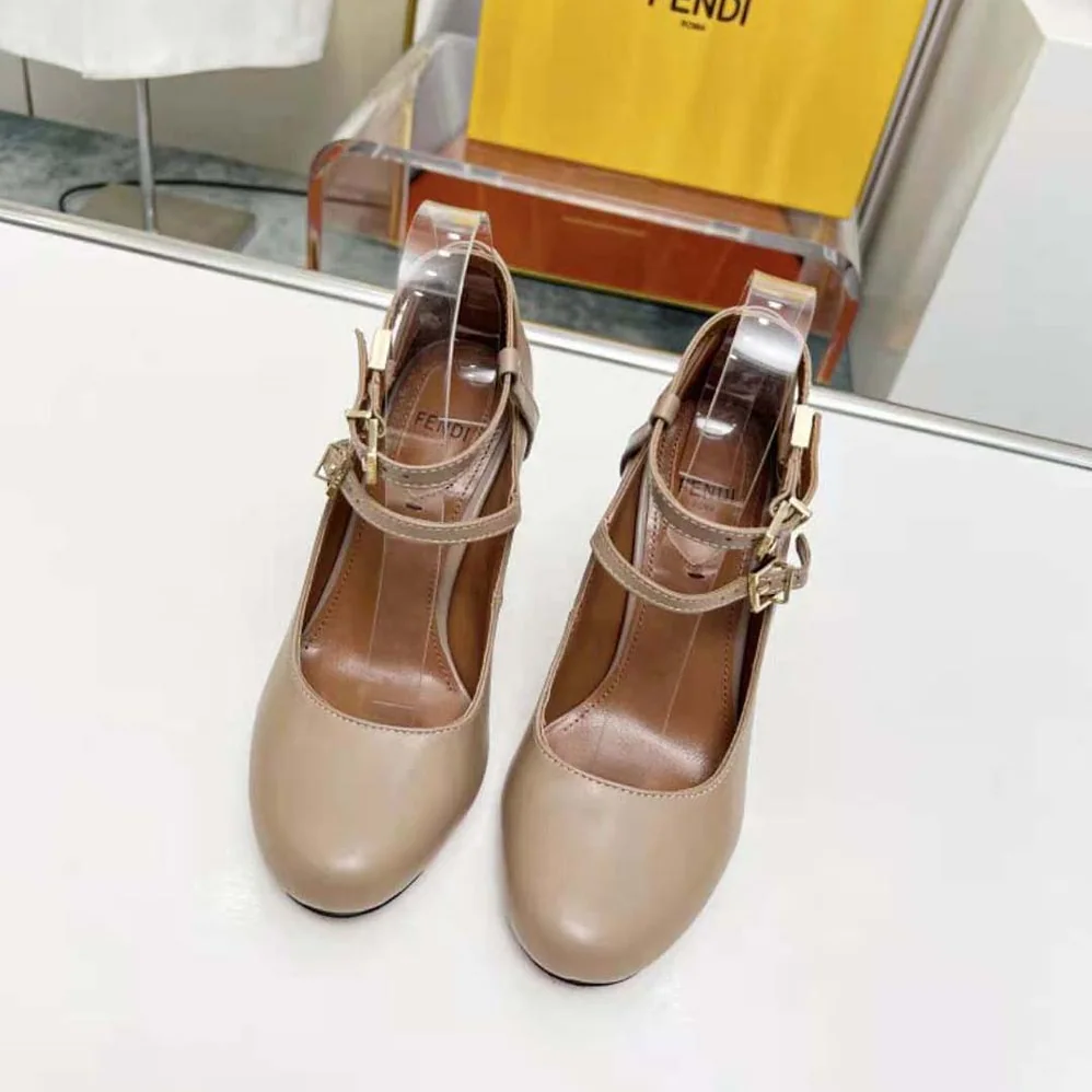 Fendi Delfina Dove Gray Leather High for Women in heeled Court Shoes Fendi Delfina Dove Gray Leather High for Women in heeled Court Shoes