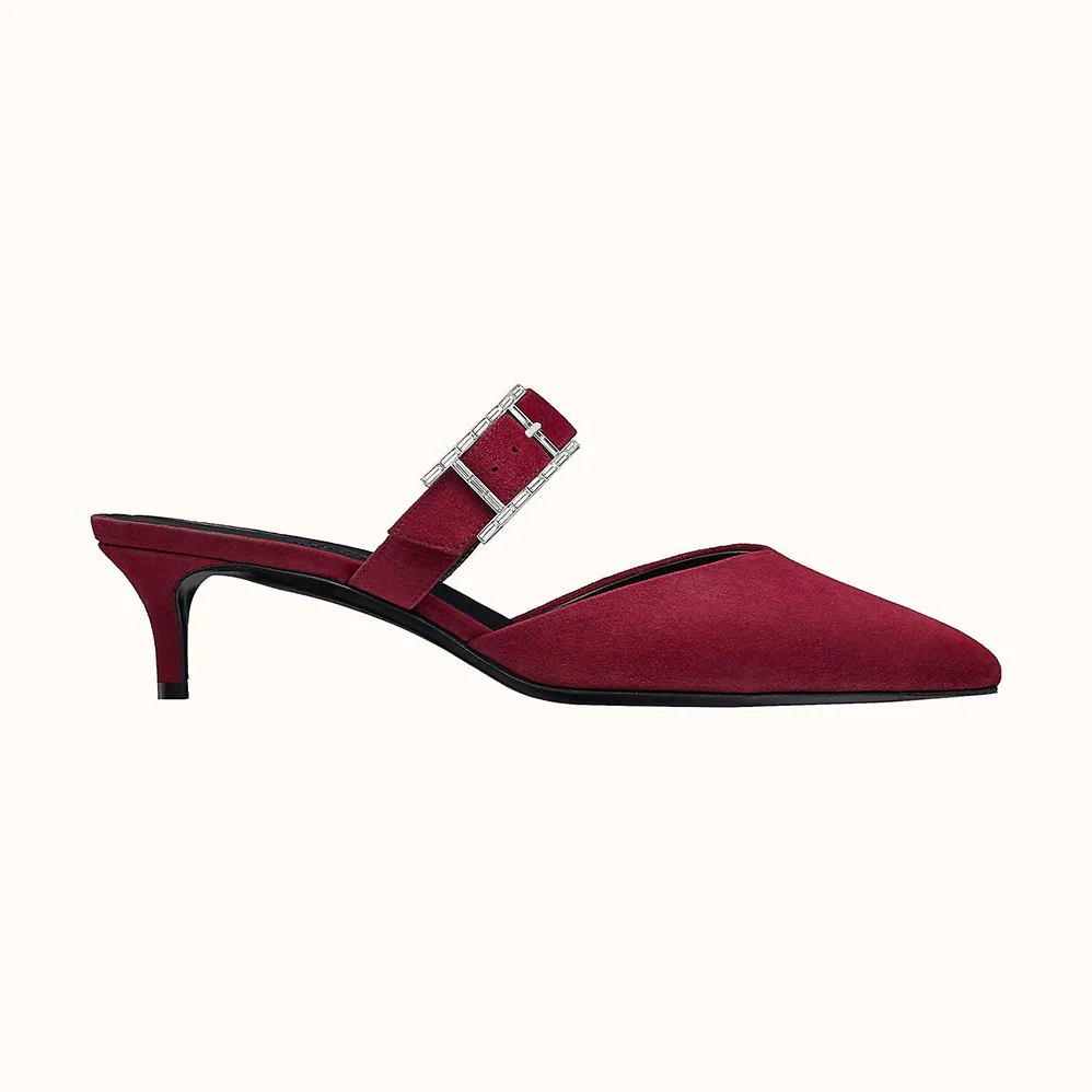 Hermes Blink Mule Mule in Suede Goatskin for Women in Maroon Hermes Blink Mule Mule in Suede Goatskin for Women in Maroon