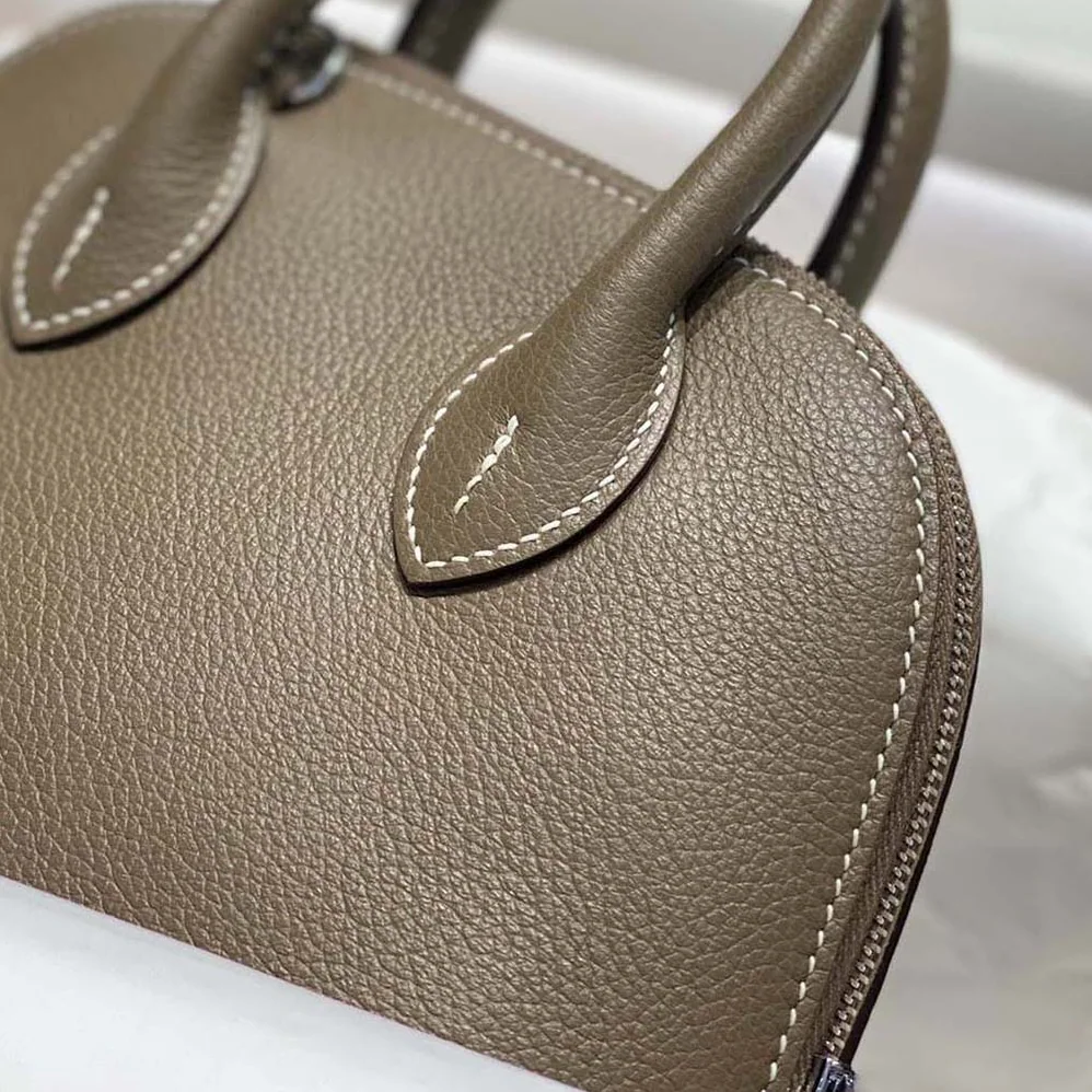 Hermes Bolide 1923 Bag in Epsom Calfskin for Unisex in Brown/Silver Hermes Bolide 1923 Bag in Epsom Calfskin for Unisex in Brown/Silver
