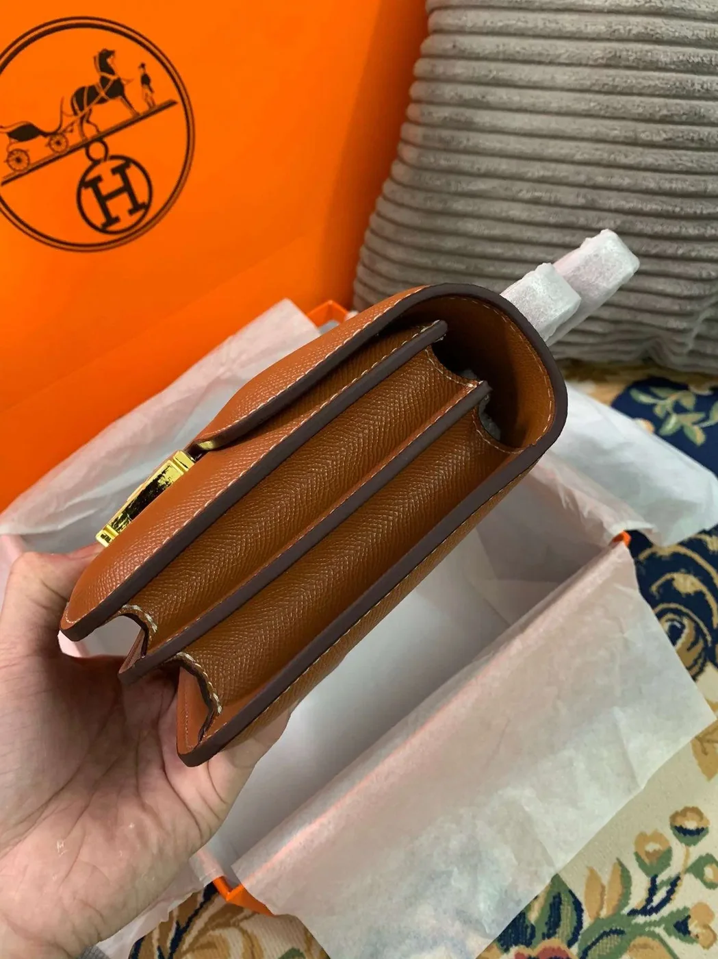 Hermes Constance Black in Brown/Khaki Green/White /