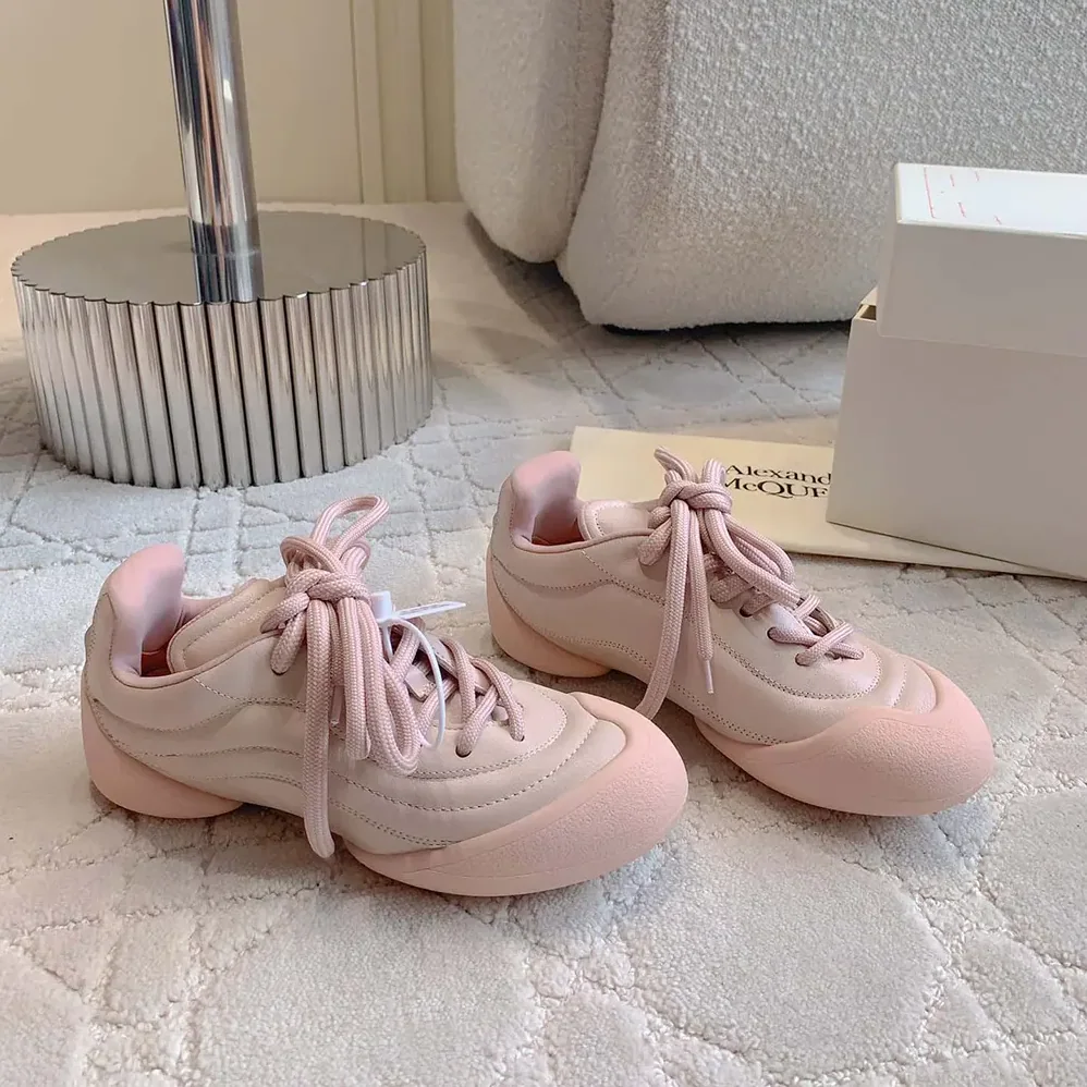 Alexander Mcqueen Crackled Leather Flexion Sneaker in Pink for Unisex