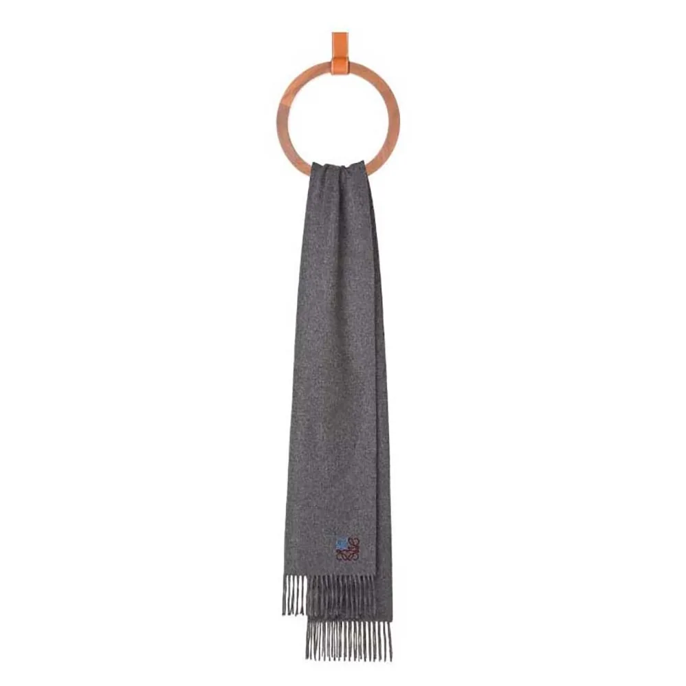 Loewe Anagram Scarf in Cashmere for Women in Gray Loewe Anagram Scarf in Cashmere for Women in Gray