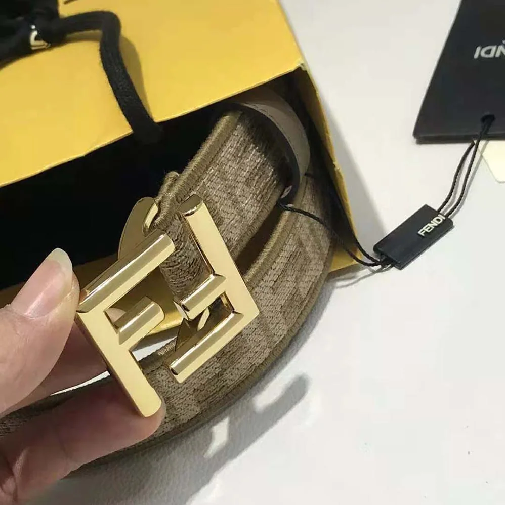Fendi Brown Fabric Belt for Women