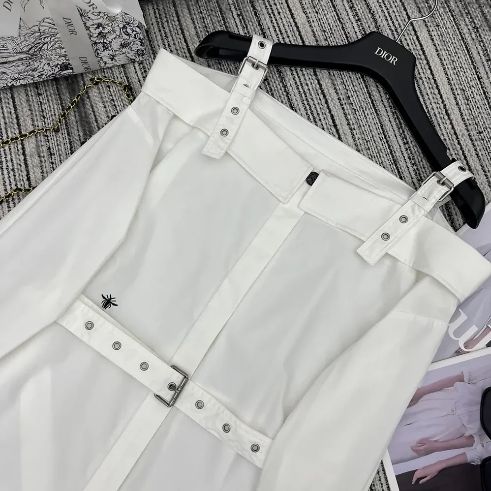 Dior Shirtdress White Lightweight Cotton and Silk Poplin for Women