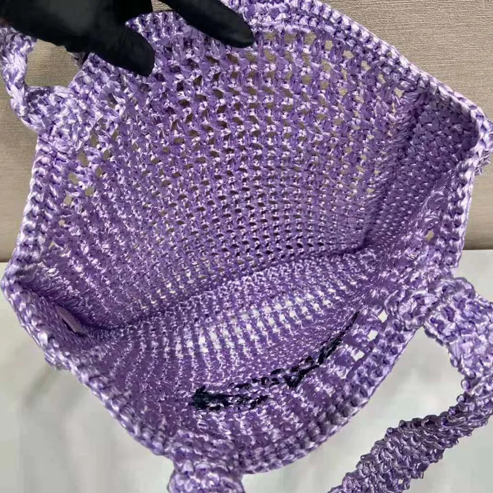 Prada Raffia Tote Bag with A Soft for Women in Purple