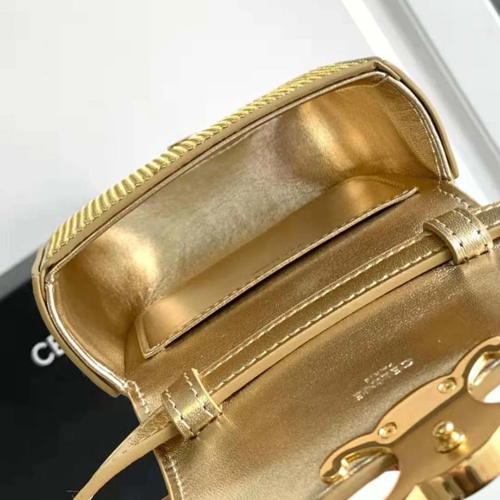Celine Mini Triomphe in Sequins and Calfskin for Women in Gold Celine Mini Triomphe in Sequins and Calfskin for Women in Gold