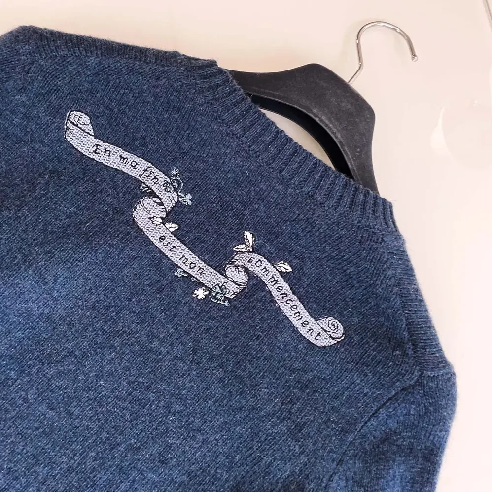 Dior Embroidered Sweater Blue Cashmere Knit for Women