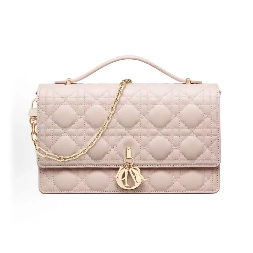 Dior My Dior Top Handle Bag Pink Cannage Lambskin for Women