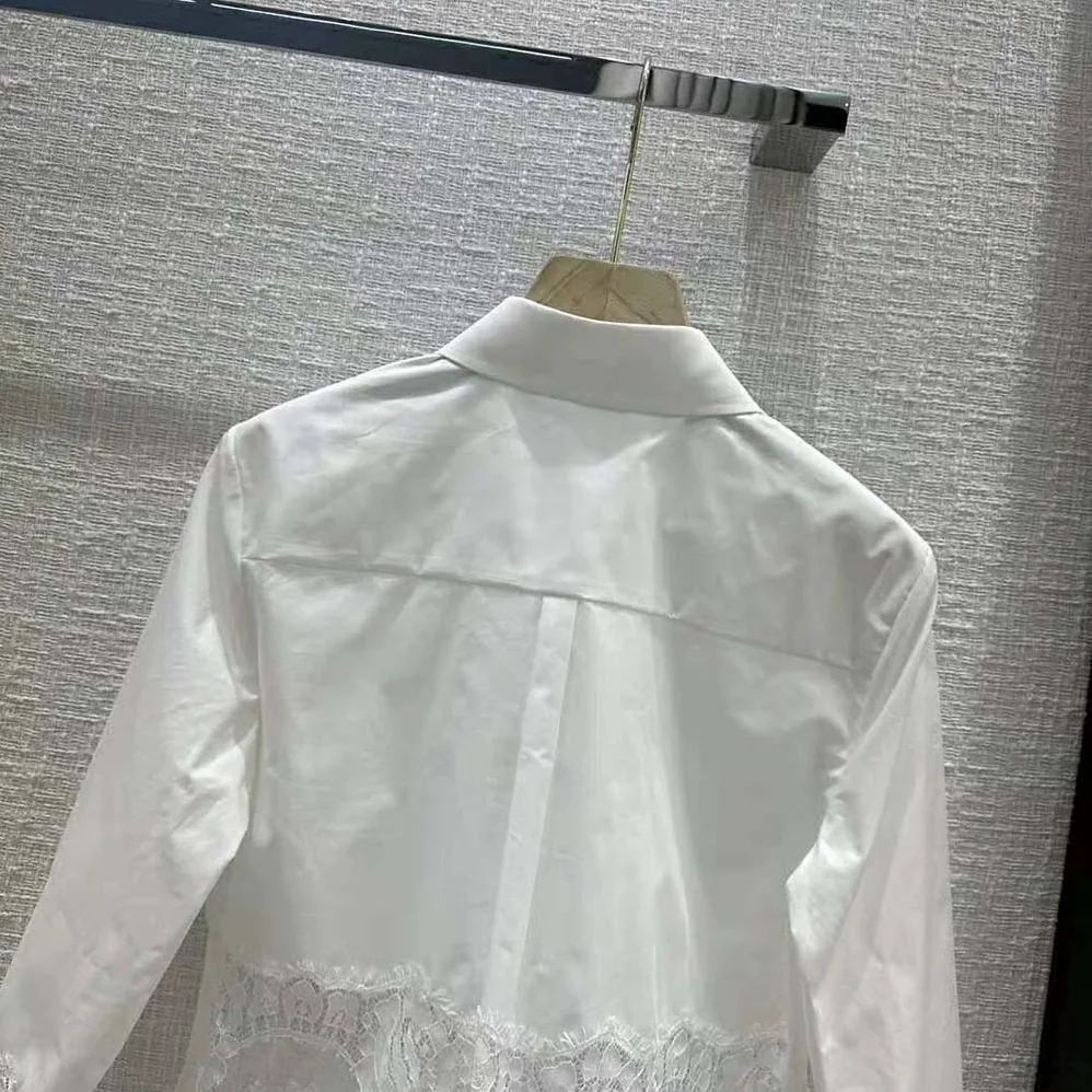 Dolce Gabbana D&G Cropped Poplin Shirt with Lace Inserts for Women Dolce Gabbana D&G Cropped Poplin Shirt with Lace Inserts for Women