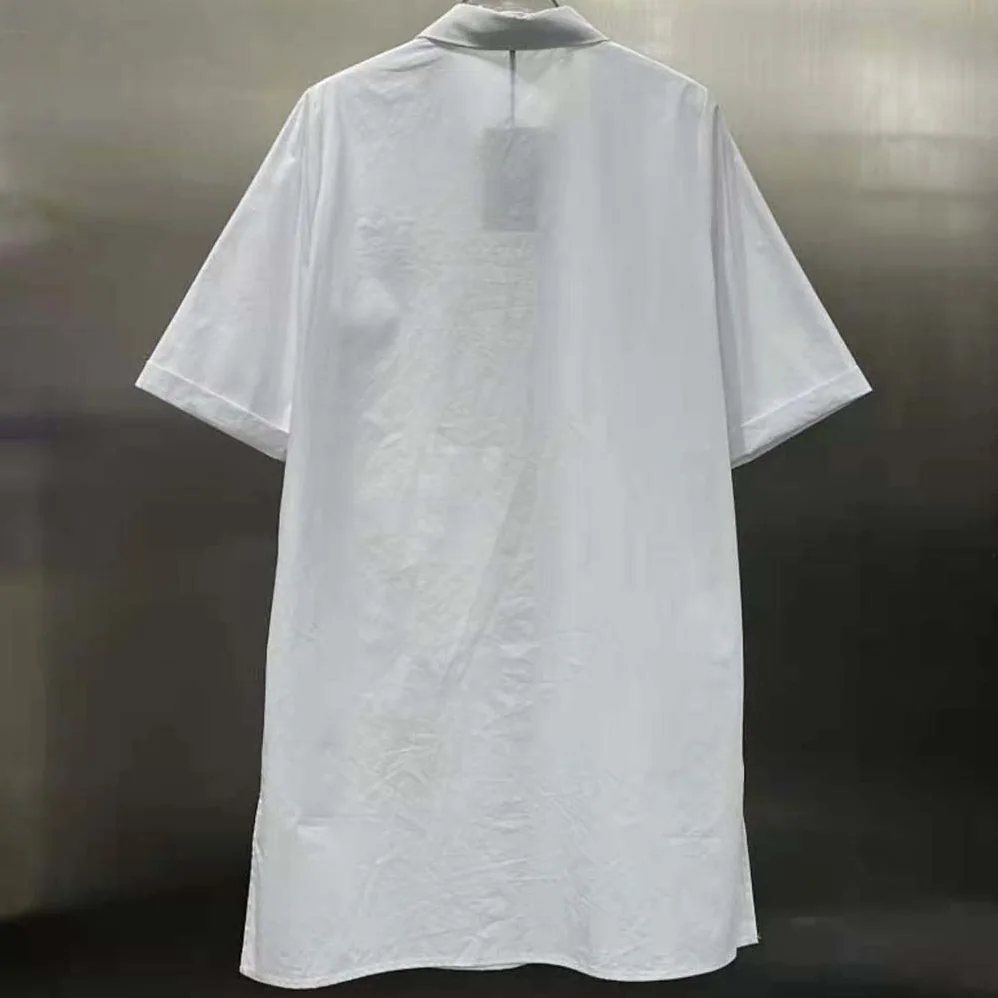 Fendi White Cotton Dress with Pointed Collar and Wide Elbow for Women in Length Sleeves