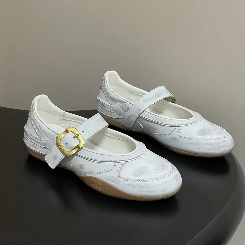 Miu Miu Gymnasium Leather Ballerinas With Strap and Buckle for Women Miu Miu Gymnasium Leather Ballerinas With Strap and Buckle for Women