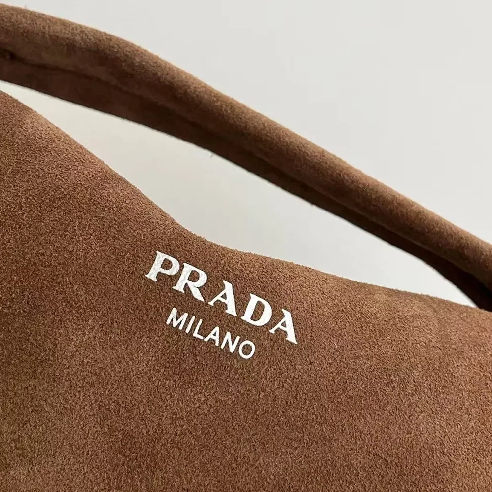 Prada Suede Leather Shoulder Bag for Unisex in Coffee Prada Suede Leather Shoulder Bag for Unisex in Coffee