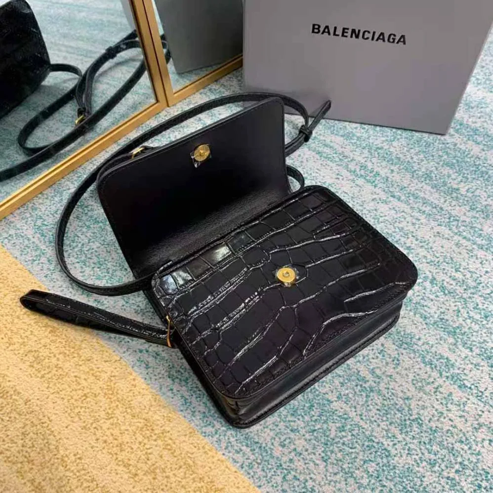 Balenciaga B. Small Bag in Black Crocodile Embossed Calfskin for Women in Black Balenciaga B. Small Bag in Black Crocodile Embossed Calfskin for Women in Black