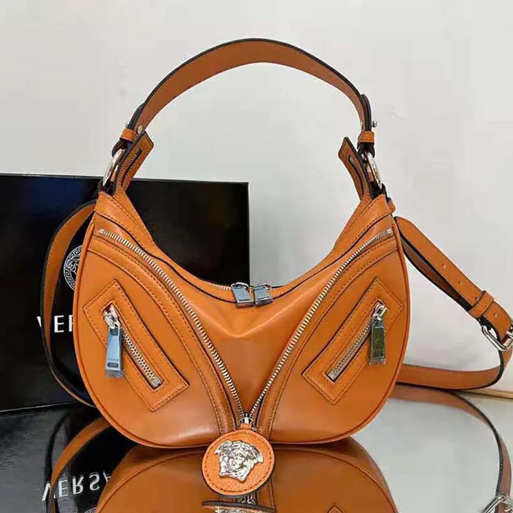 Versace Repeat Small Hobo Bag for Women in Orange Versace Repeat Small Hobo Bag for Women in Orange