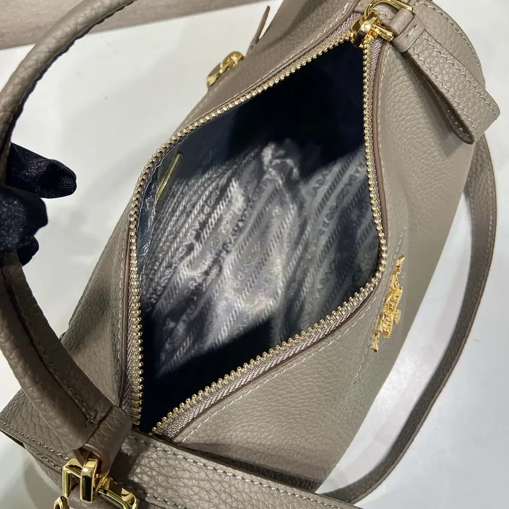 Prada Small Leather Bag for Women in Clay Gray Prada Small Leather Bag for Women in Clay Gray