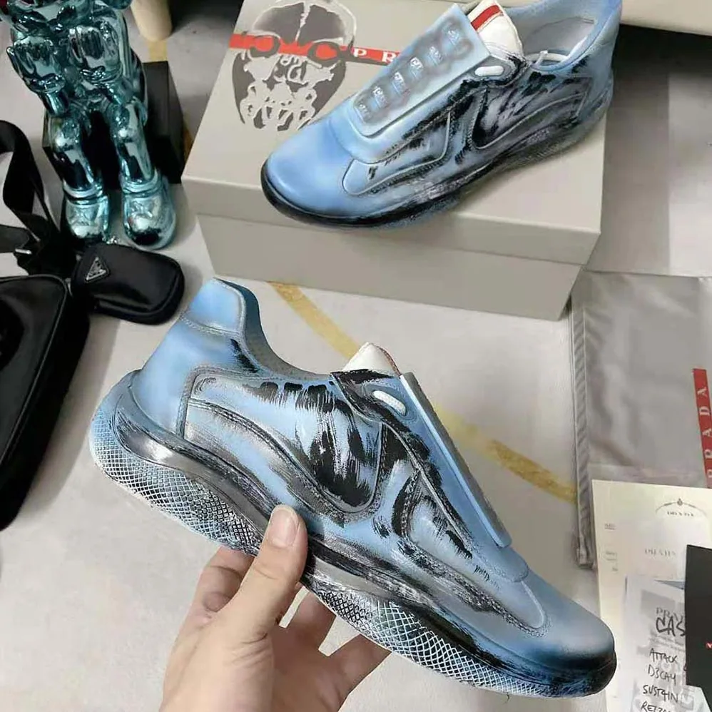 Prada Cass x Prada Americas Cup D3cay Sneakers for Unisex in Blue Prada Cass x Prada Americas Cup D3cay Sneakers for Unisex in Blue