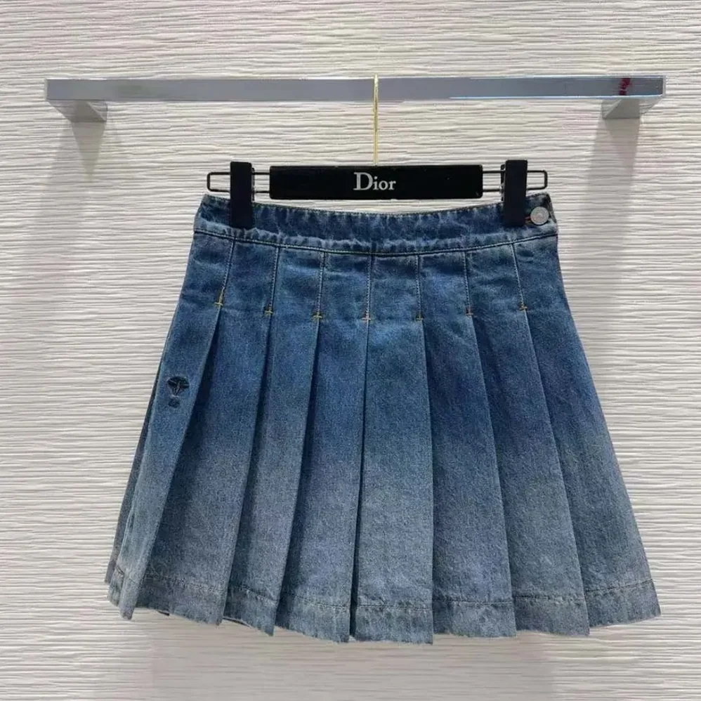 Dior Wrap Miniskirt with Integrated Shorts Blue Stonewashed Cotton Denim for Women