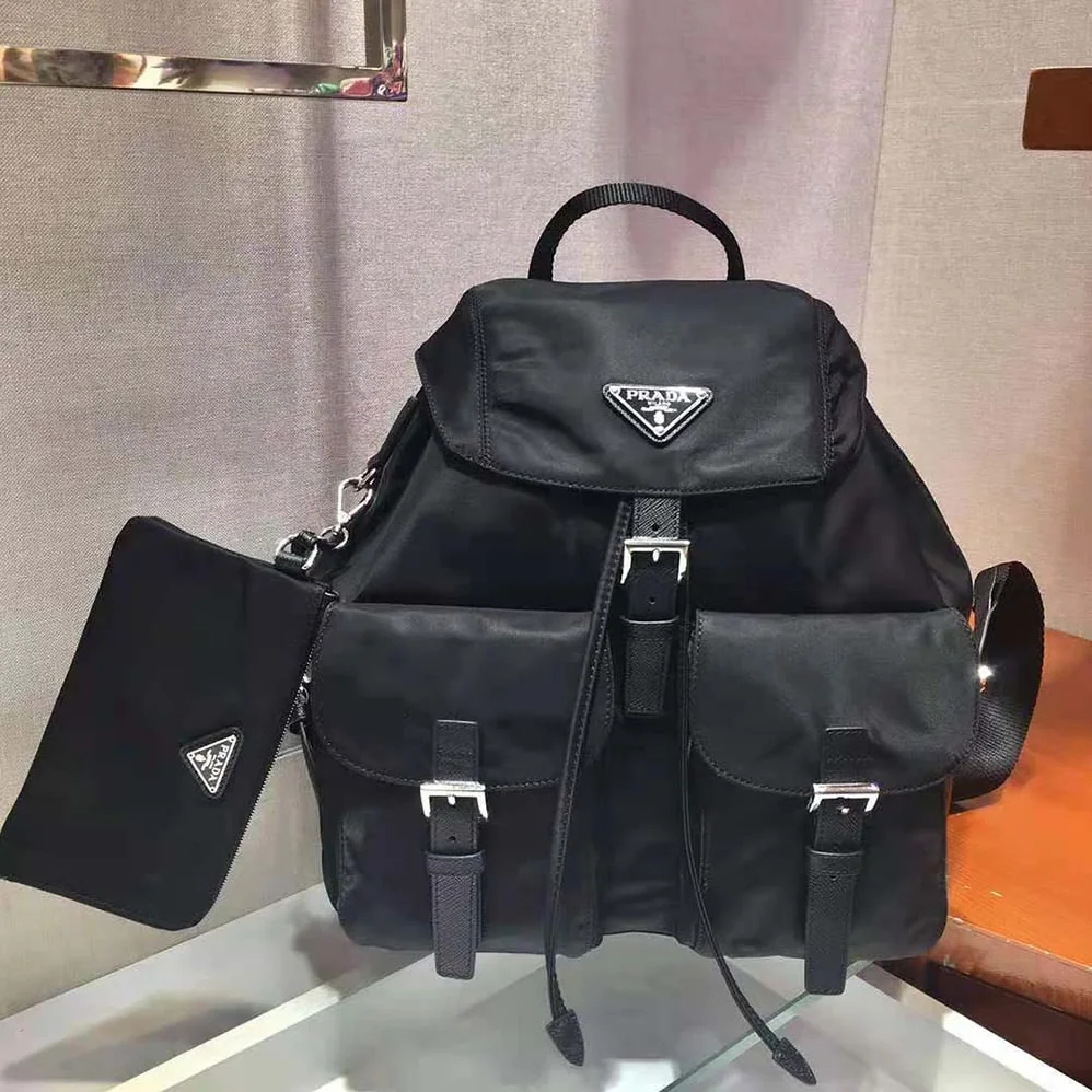Prada Medium Nylon Backpack for Women in Black Prada Medium Nylon Backpack for Women in Black