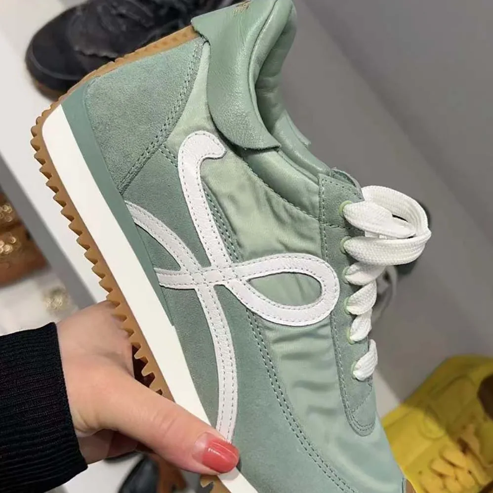 Loewe Flow Runner in Nylon and Suede for Unisex in Green Loewe Flow Runner in Nylon and Suede for Unisex in Green