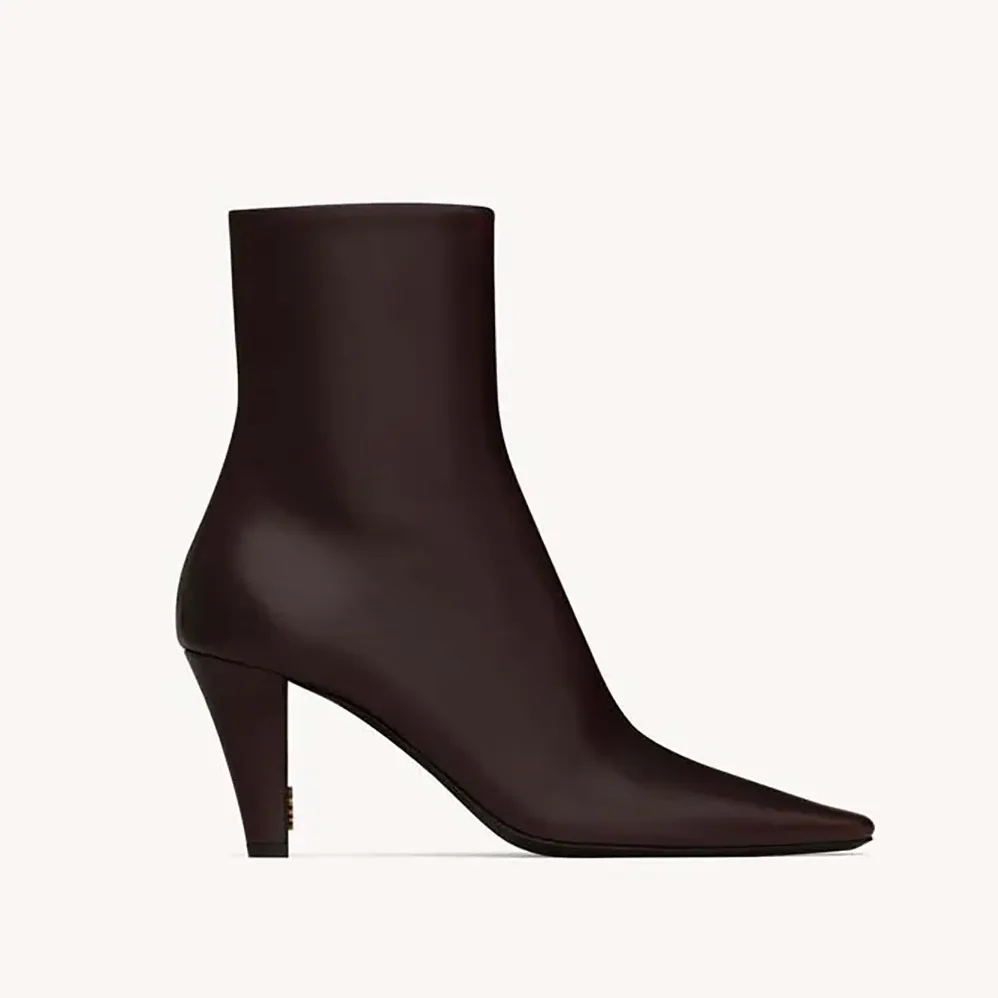 Saint Laurent YSL Jill Booties In Smooth Leather Bordeaux for Women Saint Laurent YSL Jill Booties In Smooth Leather Bordeaux for Women