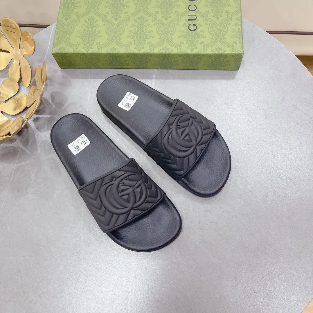 Gucci Quilted GG Rubber Slide Black for Men