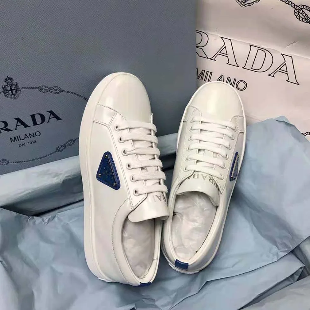Prada Brushed Leather Sneakers for Men in Blue Prada Brushed Leather Sneakers for Men in Blue