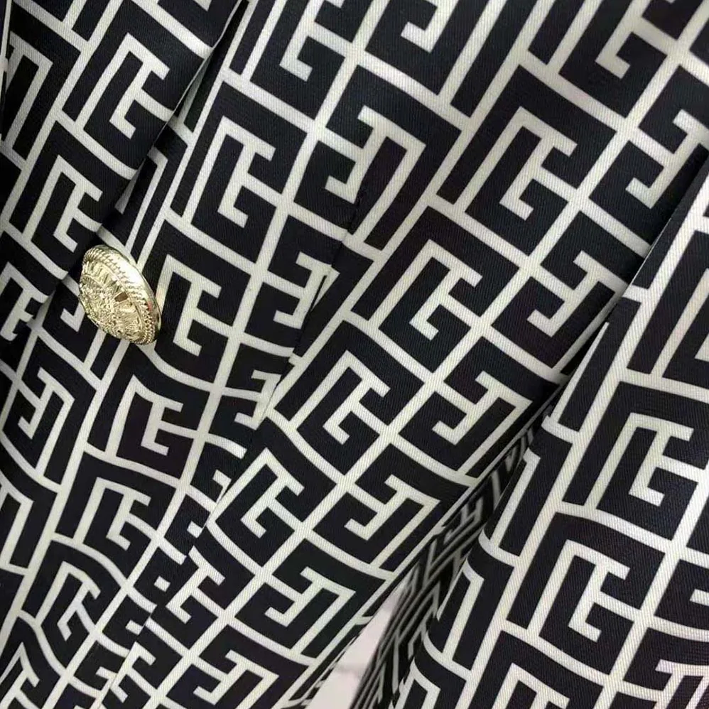 Balmain Monogram Printed Jacket with Shawl Collar for Women