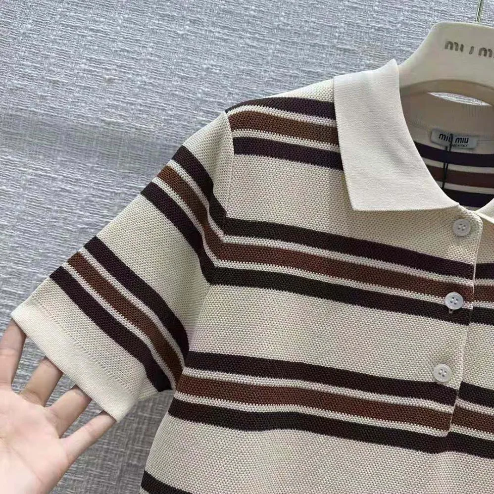 Miu Miu Silk and Cotton Polo Dress with Logo Patch for Women Miu Miu Silk and Cotton Polo Dress with Logo Patch for Women