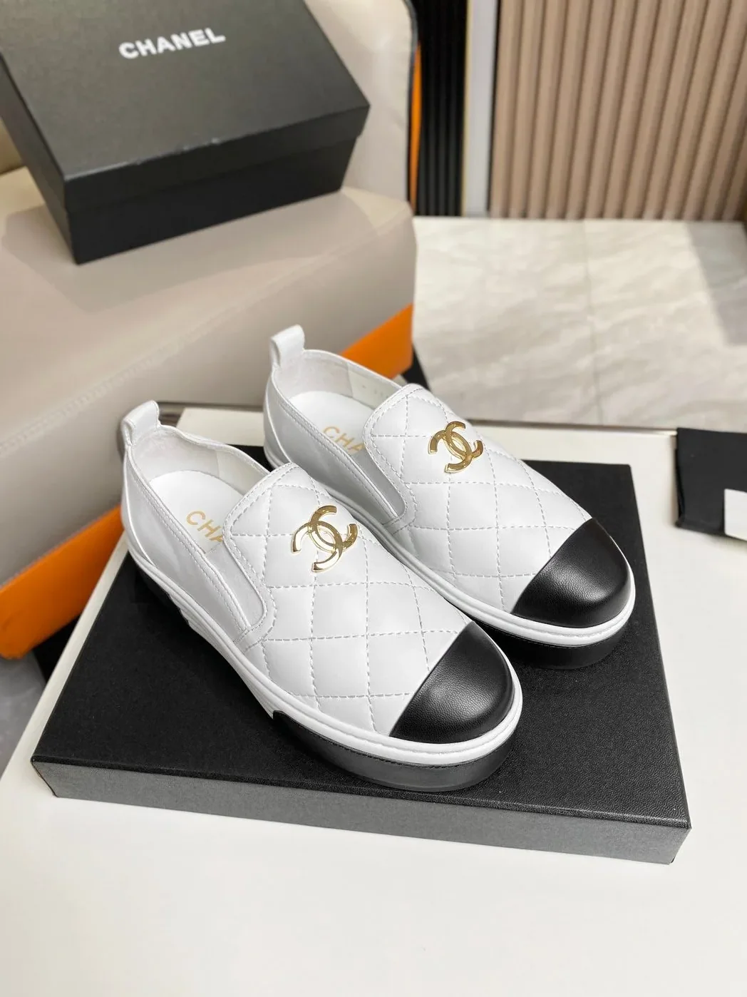 Chanel Platform Casual Plain White Chanel Platform Casual Plain White