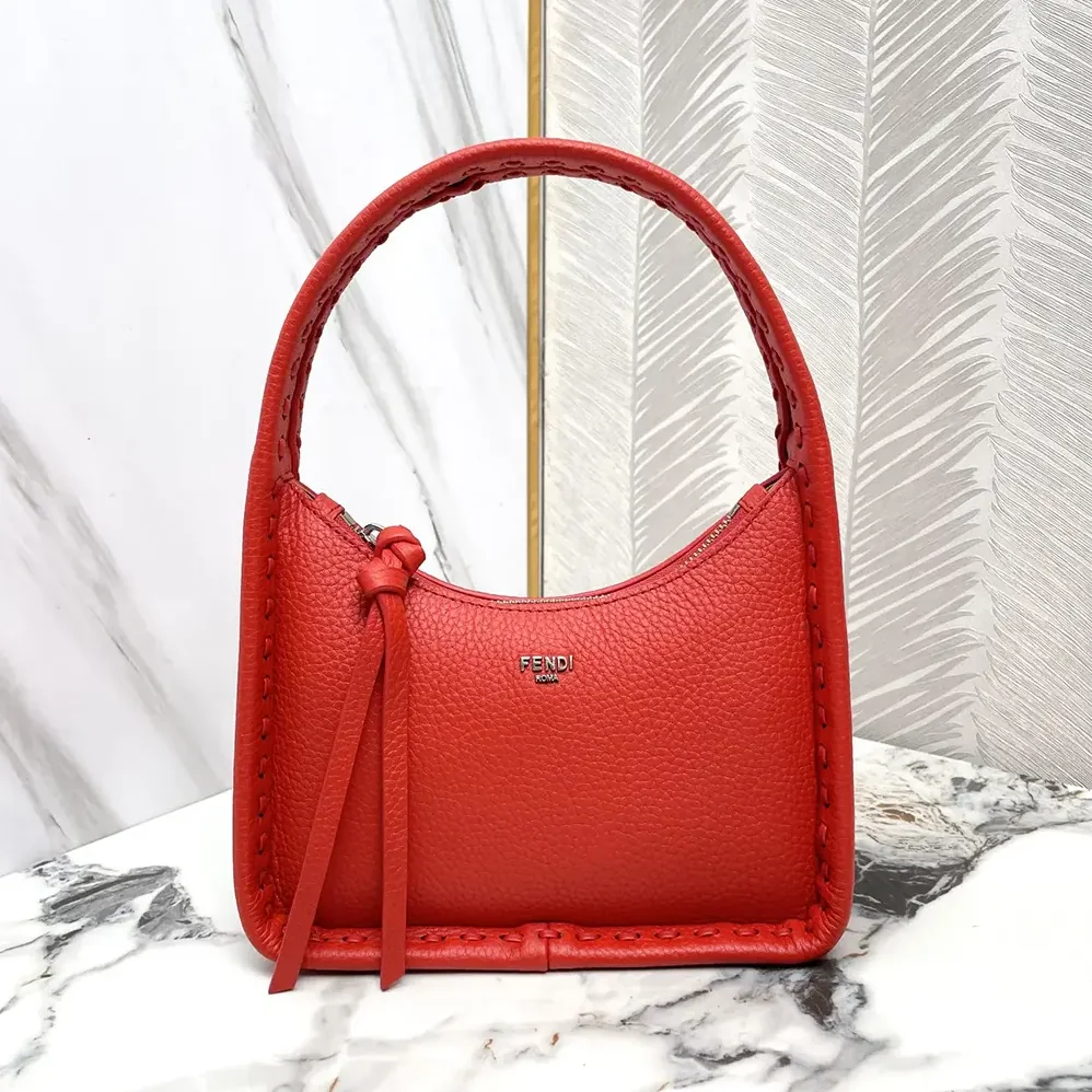 Fendi Mini Fendessence Small Red Selleria Bag with 264 Hand for Women in sewn Topstitches Fendi Mini Fendessence Small Red Selleria Bag with 264 Hand for Women in sewn Topstitches