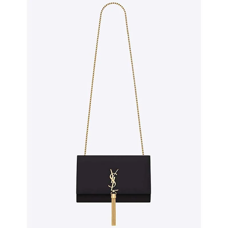 Saint Laurent YSL Medium Kate Tassel Chain Bag Calfskin Leather in Black